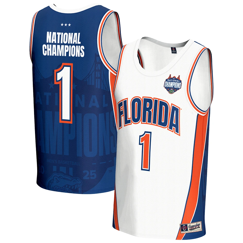 Unisex GameDay Greats White Florida Gators 2025 NCAA Men's Basketball National Champions Commemorative Fashion Jersey