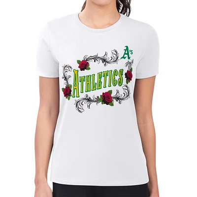 Women's G-III 4Her by Carl Banks White Athletics Super-Slim Fit Lightweight Retro Roses T-Shirt