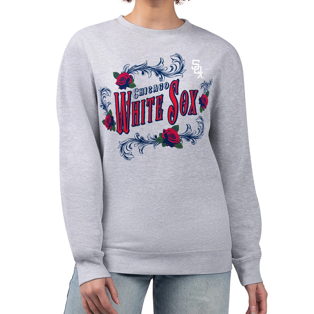 Women's G-III 4Her by Carl Banks Gray Chicago White Sox Retro Roses Fleece Pullover Sweatshirt