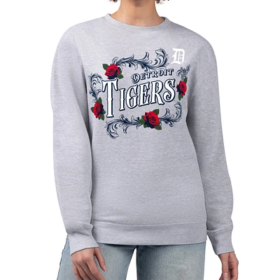Women's G-III 4Her by Carl Banks Gray Detroit Tigers Retro Roses Fleece Pullover Sweatshirt