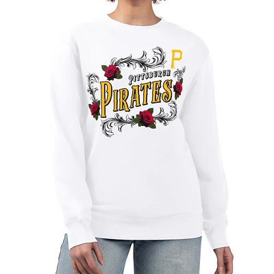 Women's G-III 4Her by Carl Banks White Pittsburgh Pirates Retro Roses Fleece Pullover Sweatshirt