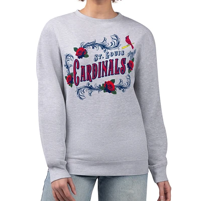 Women's G-III 4Her by Carl Banks Gray St. Louis Cardinals Retro Roses Fleece Pullover Sweatshirt