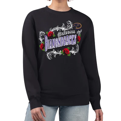 Women's G-III 4Her by Carl Banks Black Arizona Diamondbacks Retro Roses Fleece Pullover Sweatshirt