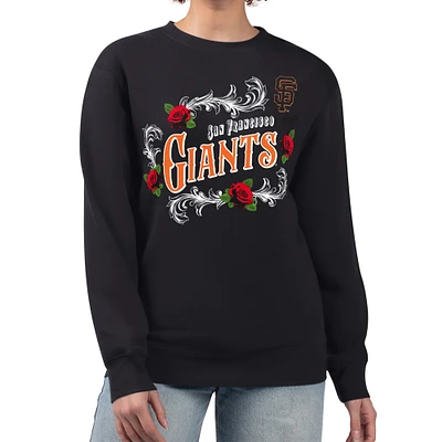 Women's G-III 4Her by Carl Banks Black San Francisco Giants Retro Roses Fleece Pullover Sweatshirt