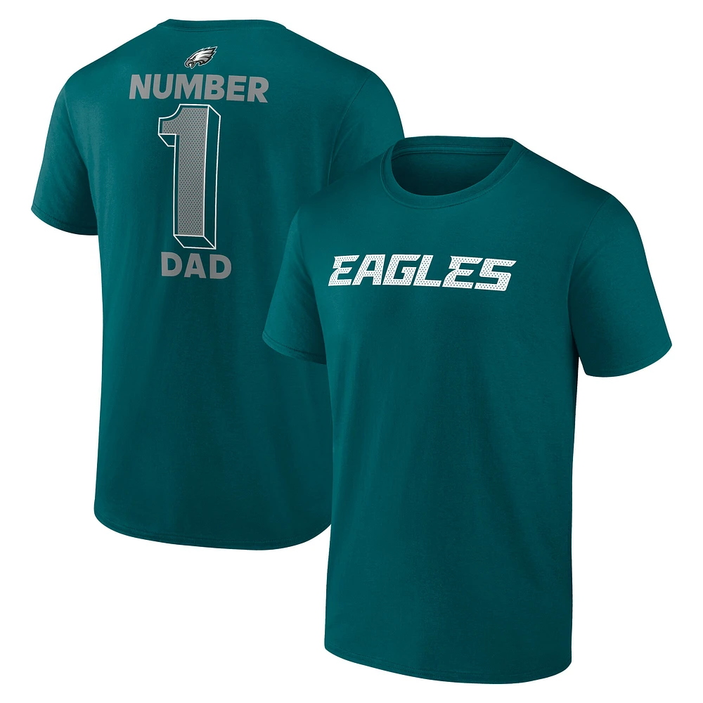 Men's Green Philadelphia Eagles #1 Dad Jersey T-Shirt