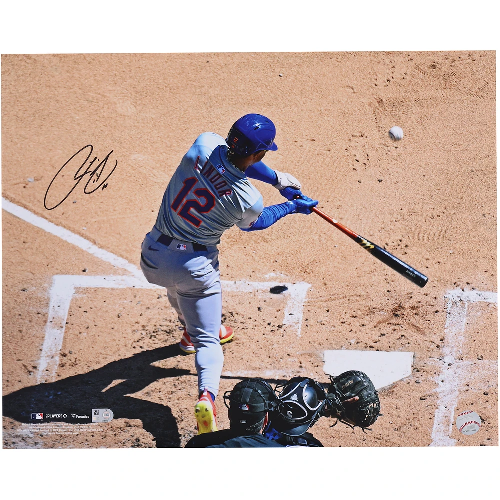 Francisco Lindor New York Mets Autographed 16" x 20" Bird's Eye Of A Home Run Photograph