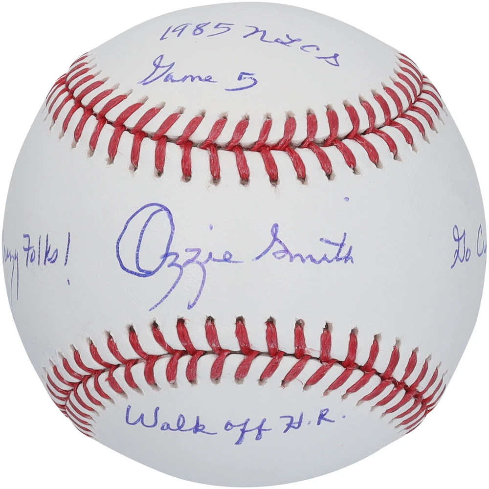 Ozzie Smith St. Louis Cardinals Autographed Baseball with Multiple Inscriptions