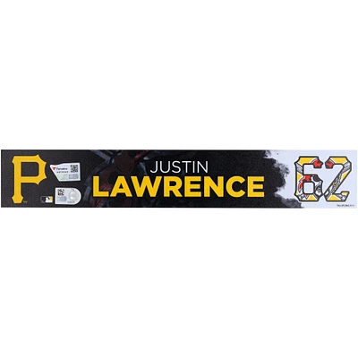 Justin Lawrence Pittsburgh Pirates Player-Issued #62 Nameplate from 2025 MLB Spring Training