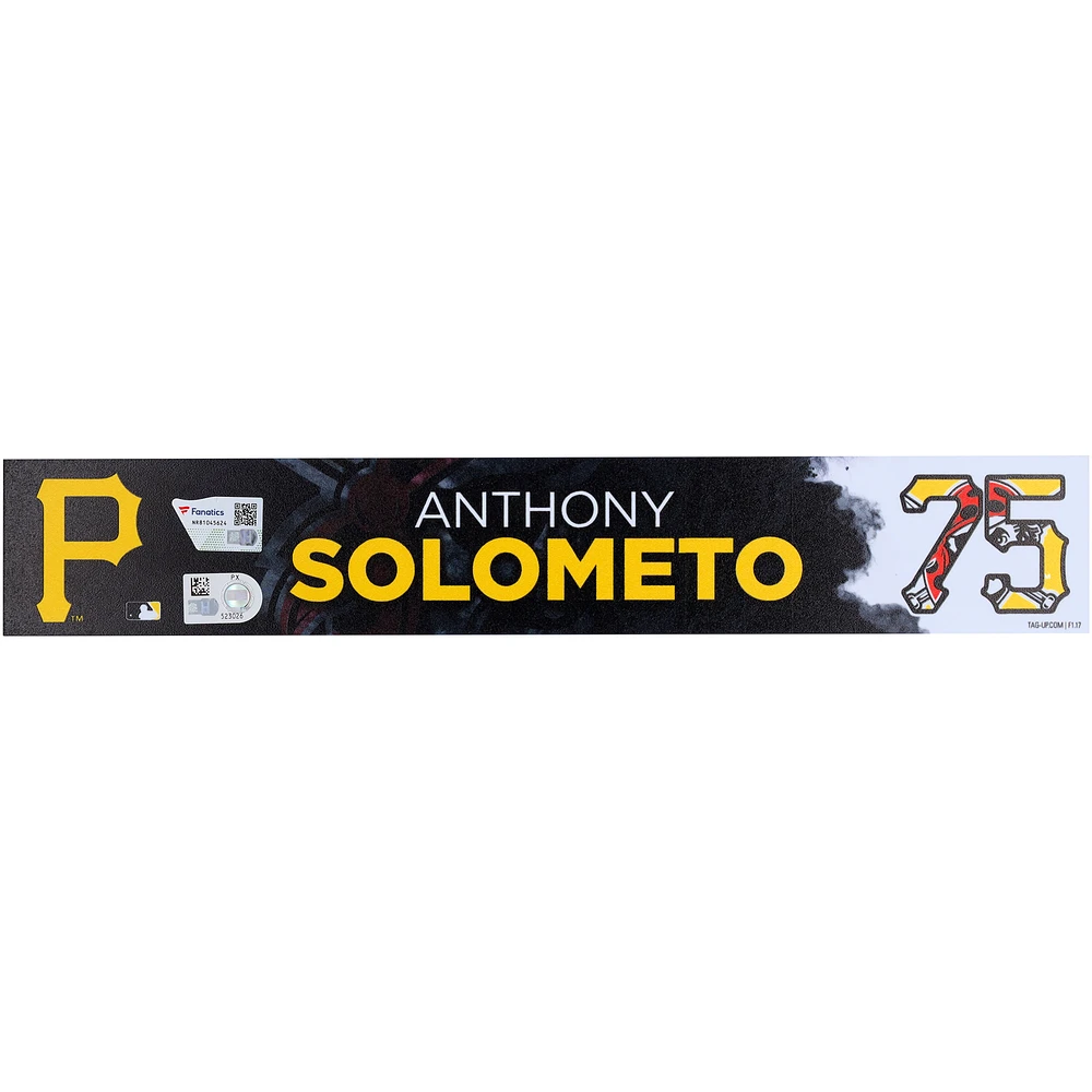 Anthony Solometo Pittsburgh Pirates Player-Issued #75 Nameplate from 2025 MLB Spring Training