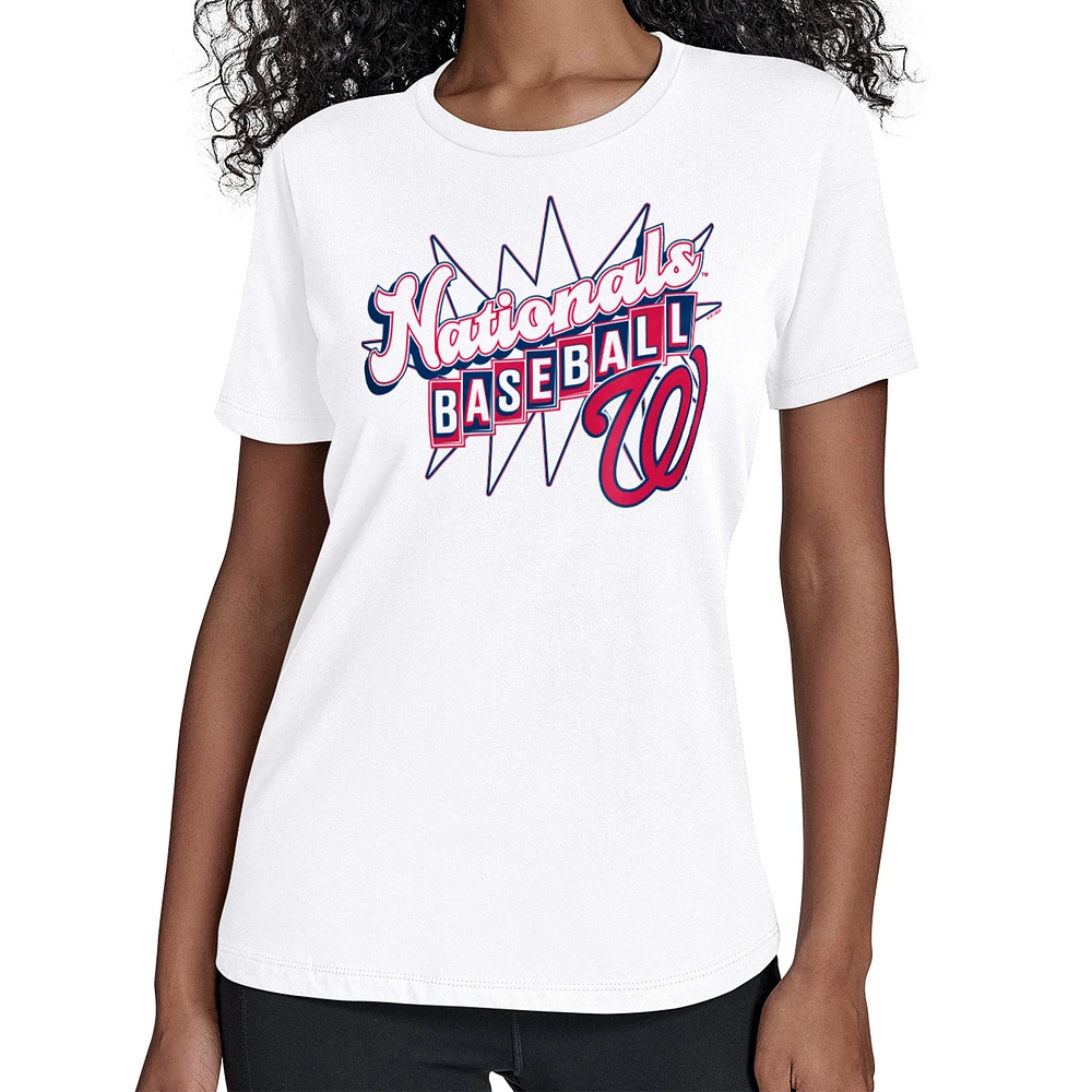 Women's Starter White Washington Nationals Drive-In T-Shirt