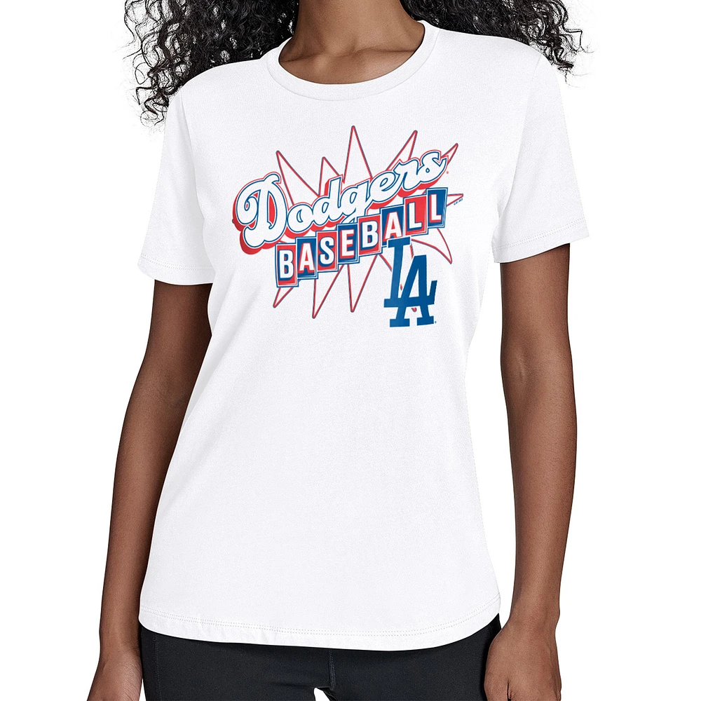 Women's Starter White Los Angeles Dodgers Drive-In T-Shirt