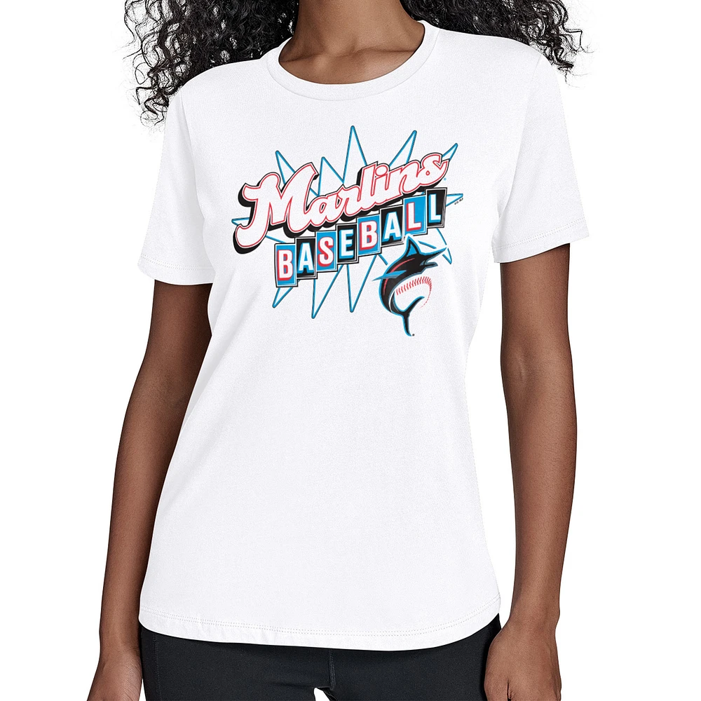 Women's Starter White Miami Marlins Drive-In T-Shirt
