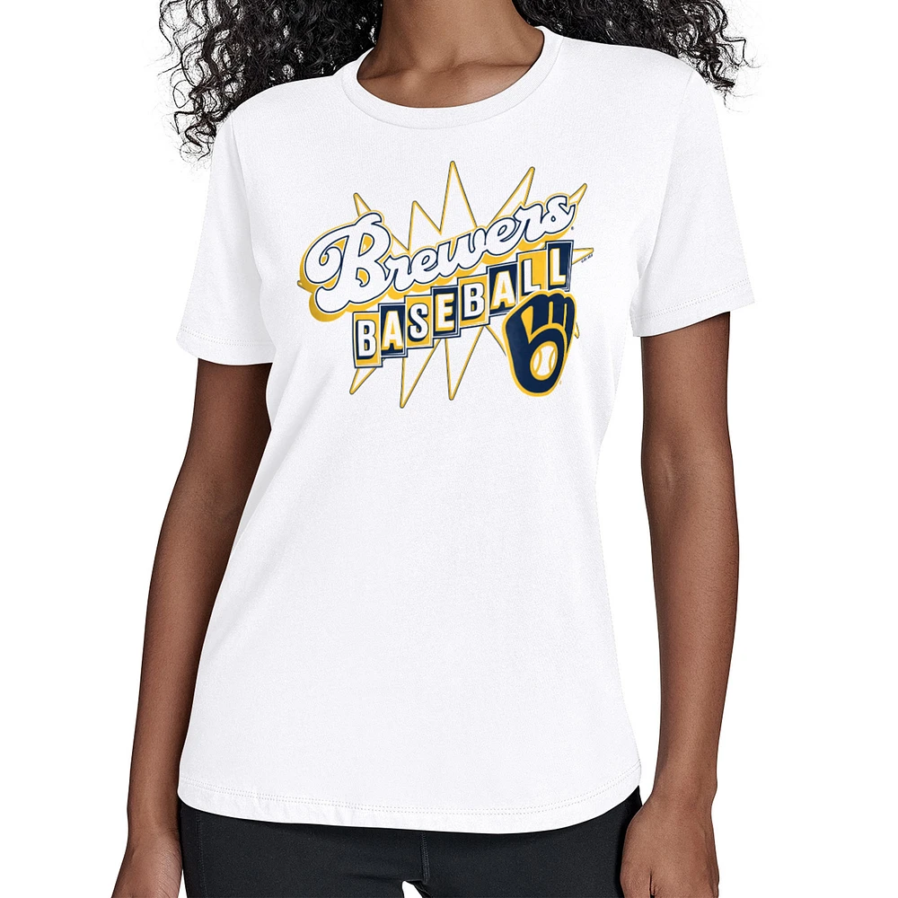Women's Starter White Milwaukee Brewers Drive-In T-Shirt