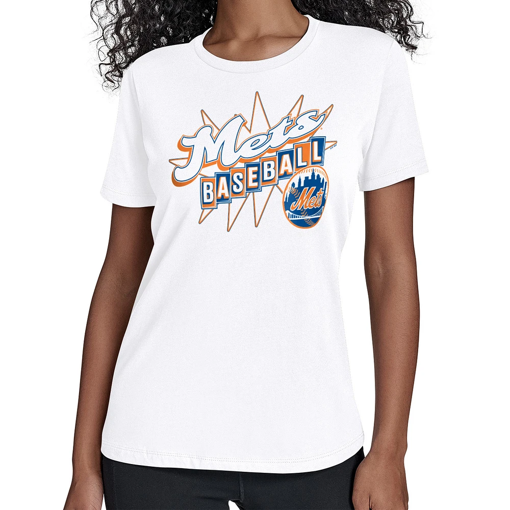 Women's Starter White New York Mets Drive-In T-Shirt