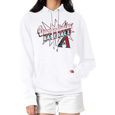 Women's Starter White Arizona Diamondbacks Drive-In Pullover Hoodie