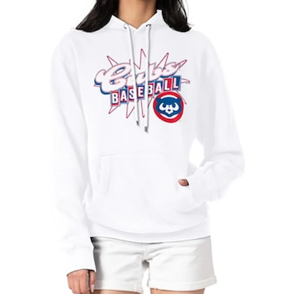 Women's Starter White Chicago Cubs Drive-In Pullover Hoodie