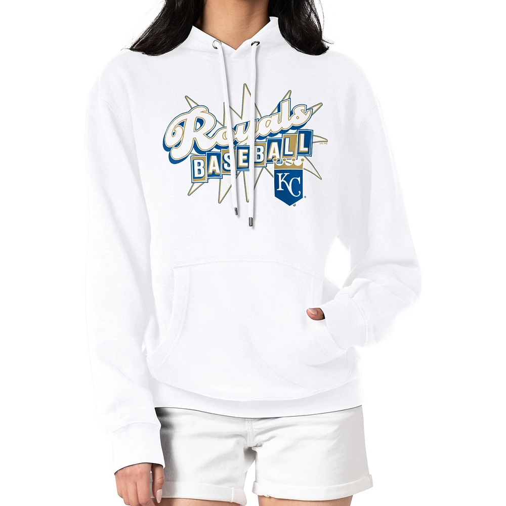 Women's Starter White Kansas City Royals Drive-In Pullover Hoodie