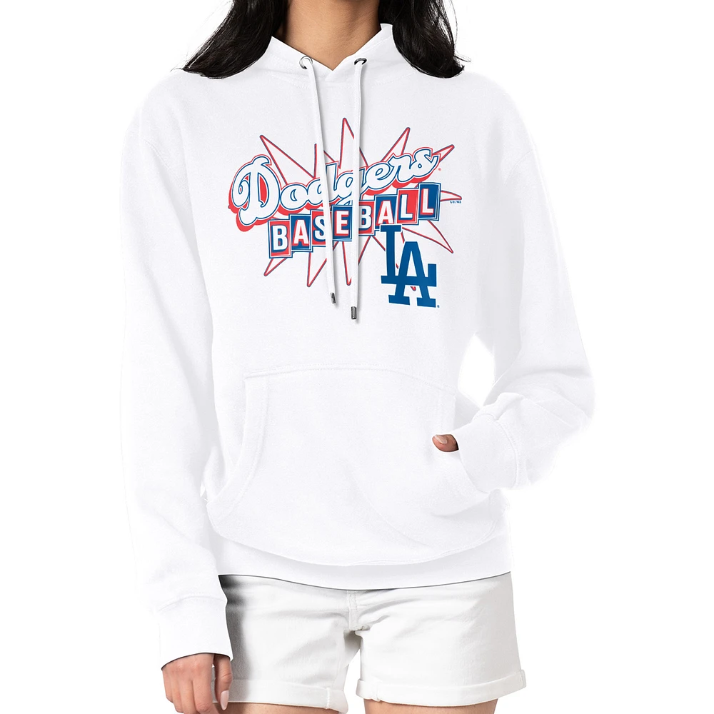 Women's Starter White Los Angeles Dodgers Drive-In Pullover Hoodie