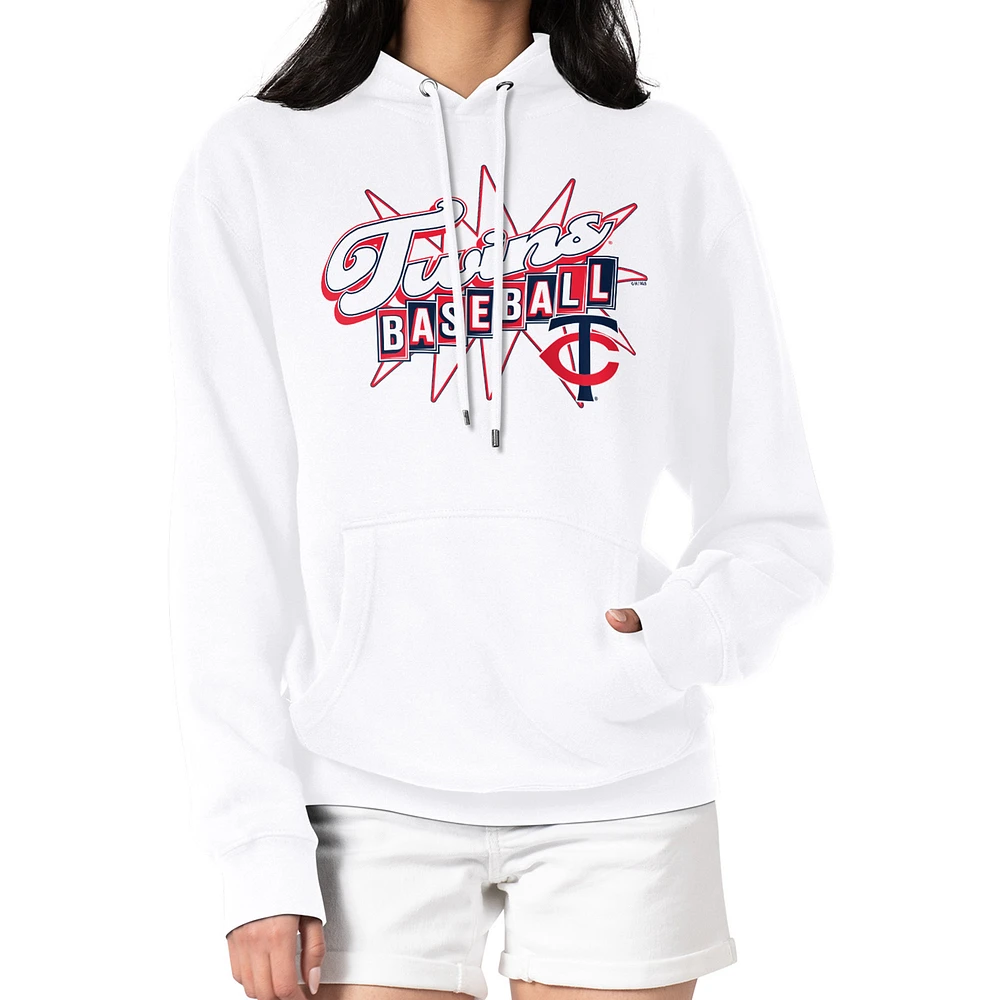 Women's Starter White Minnesota Twins Drive-In Pullover Hoodie