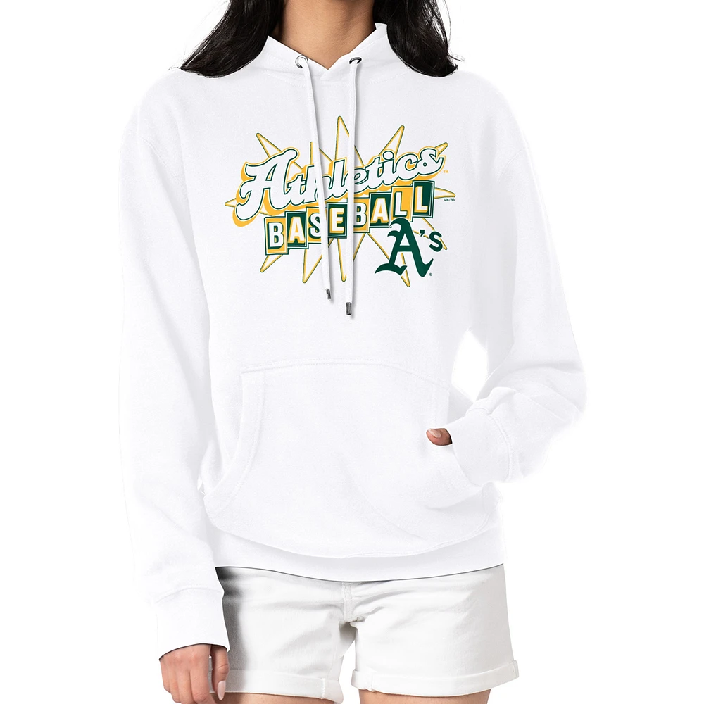 Women's Starter White Oakland Athletics Drive-In Pullover Hoodie