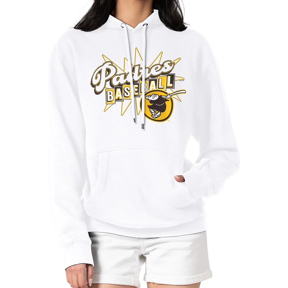 Women's Starter White San Diego Padres Drive-In Pullover Hoodie