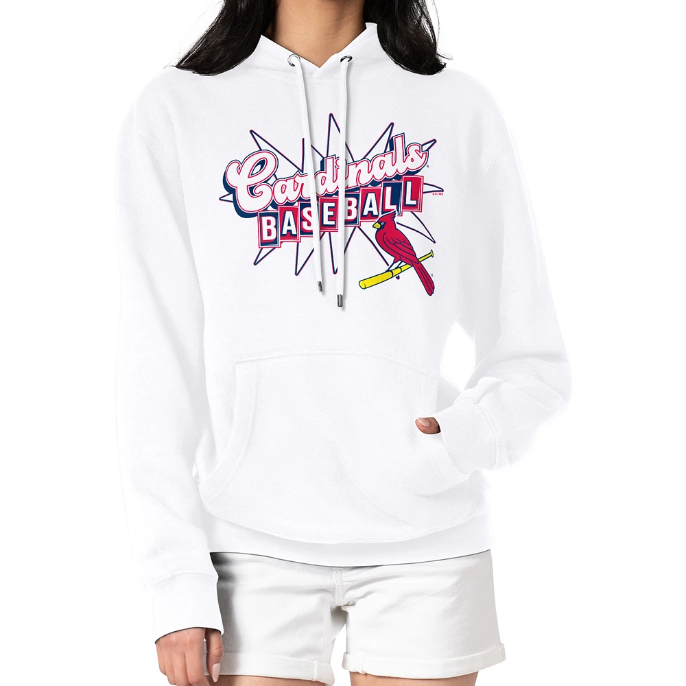 Women's Starter White St. Louis Cardinals Drive-In Pullover Hoodie