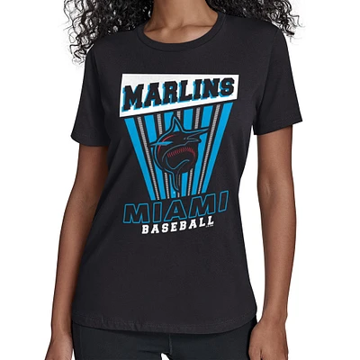 Women's Starter Black Miami Marlins Poster Print T-Shirt
