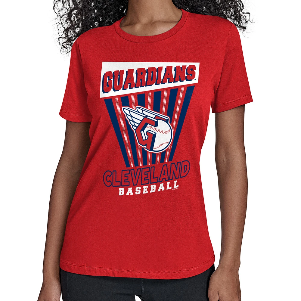Women's Starter Red Cleveland Guardians Poster Print T-Shirt