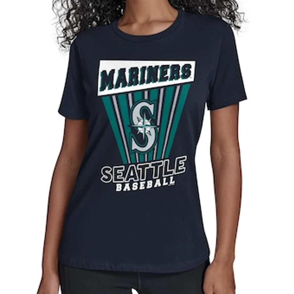 Women's Starter Navy Seattle Mariners Poster Print T-Shirt