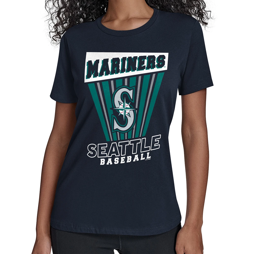 Women's Starter Navy Seattle Mariners Poster Print T-Shirt