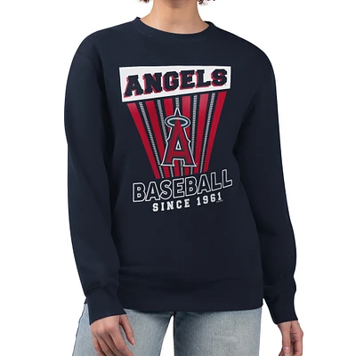 Women's Starter Navy Los Angeles Angels Poster Print Pullover Sweatshirt
