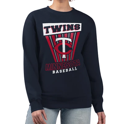 Women's Starter Navy Minnesota Twins Poster Print Pullover Sweatshirt