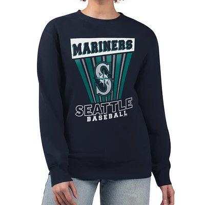 Women's Starter Navy Seattle Mariners Poster Print Pullover Sweatshirt