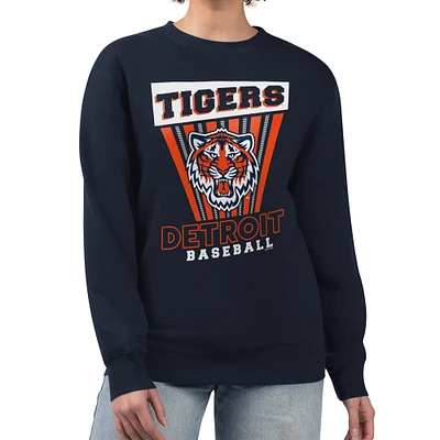 Women's Starter Navy Detroit Tigers Poster Print Pullover Sweatshirt