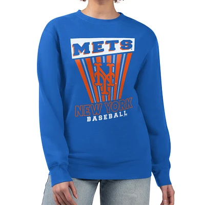 Women's Starter Royal New York Mets Poster Print Pullover Sweatshirt
