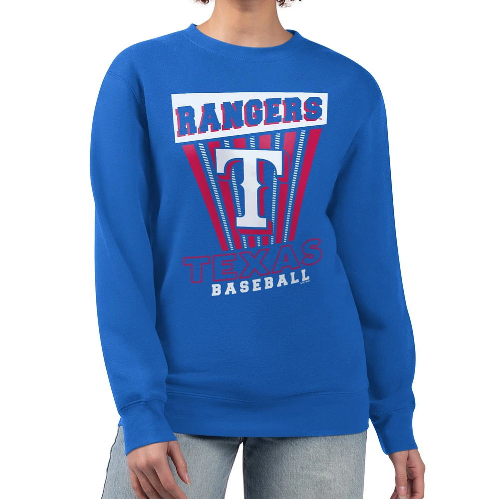 Women's Starter Royal Texas Rangers Poster Print Pullover Sweatshirt