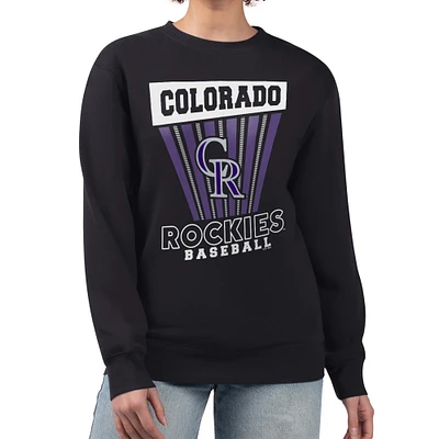 Women's Starter Black Colorado Rockies Poster Print Pullover Sweatshirt