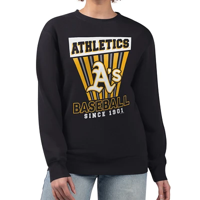 Women's Starter Black Oakland Athletics Poster Print Pullover Sweatshirt