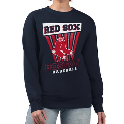 Women's Starter Navy Boston Red Sox Poster Print Pullover Sweatshirt