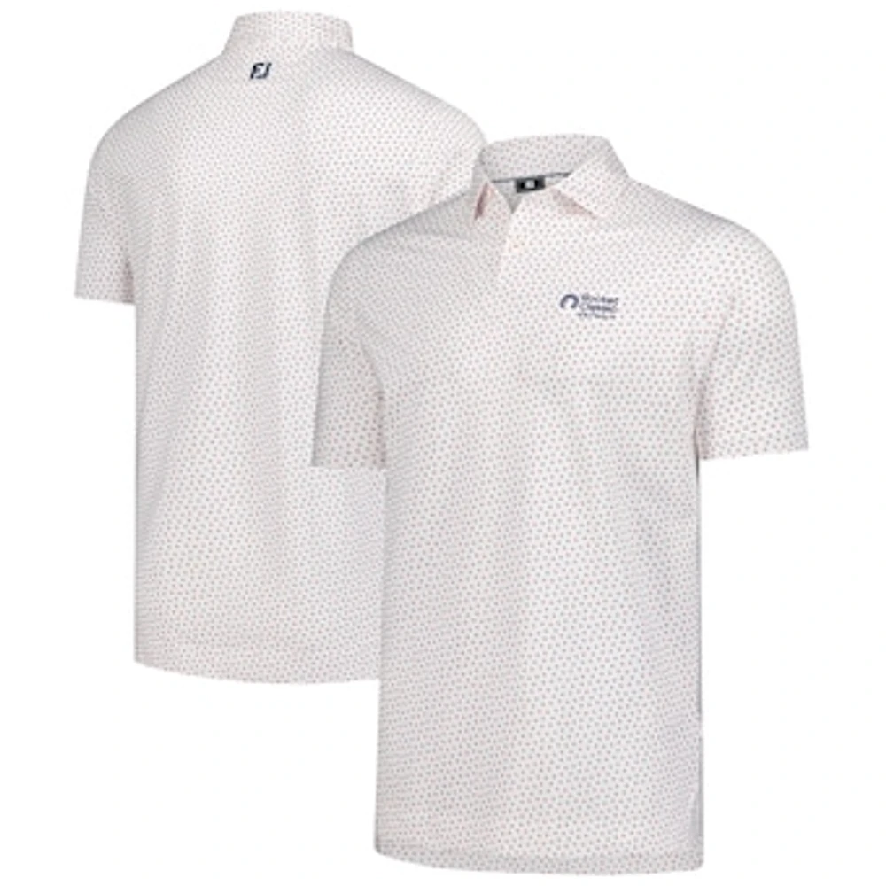 Men's FootJoy White Rocket Classic Bounce Print Stretch Pique ProDry Polo