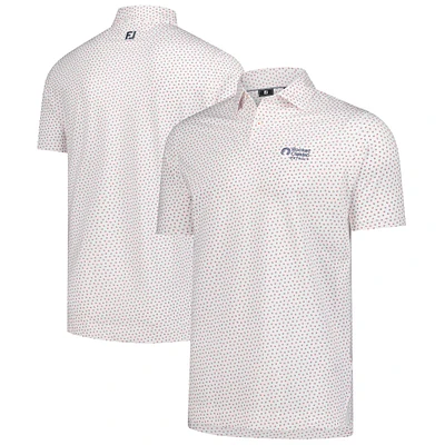 Men's FootJoy White Rocket Classic Bounce Print Stretch Pique ProDry Polo