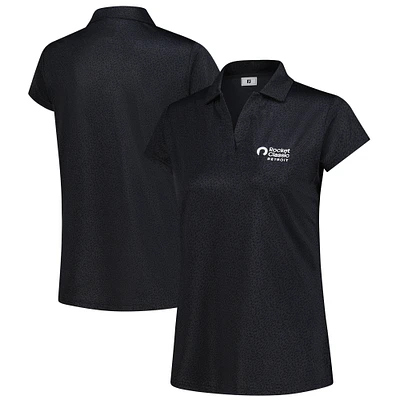 Women's FootJoy Black Rocket Classic Cap Sleeve Printed Polo