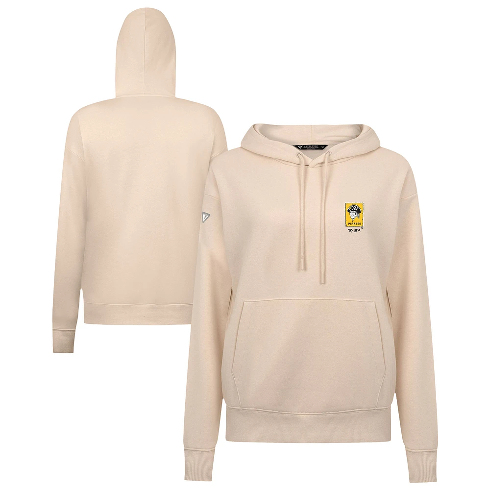 Women's Levelwear Khaki Pittsburgh Pirates Cooperstown Collection Adorn Core Logo Pullover Hoodie