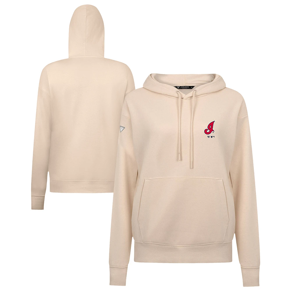 Women's Levelwear Khaki Cleveland Indians Cooperstown Collection Adorn Core Logo Pullover Hoodie