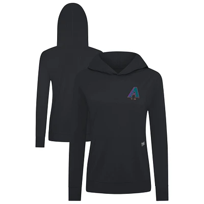 Women's Levelwear Black Arizona Diamondbacks Cooperstown Collection Relay Core Logo Pullover Hoodie