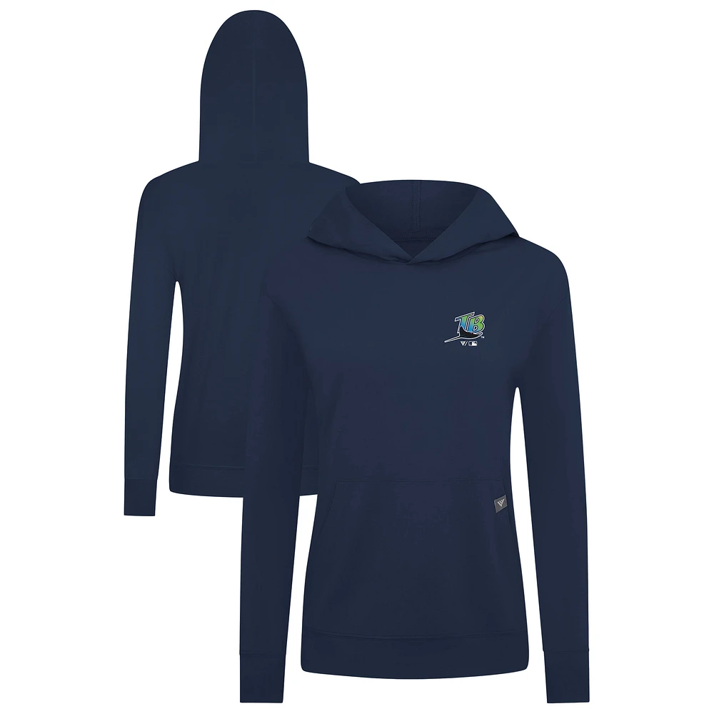 Women's Levelwear Navy Tampa Bay Rays Cooperstown Collection Relay Core Logo Pullover Hoodie