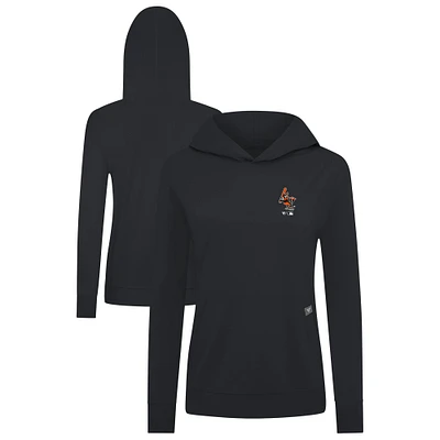 Women's Levelwear Black Baltimore Orioles Cooperstown Collection Relay Core Logo Pullover Hoodie