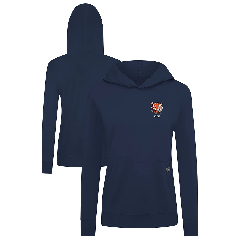 Women's Levelwear Navy Detroit Tigers Cooperstown Collection Relay Core Logo Pullover Hoodie