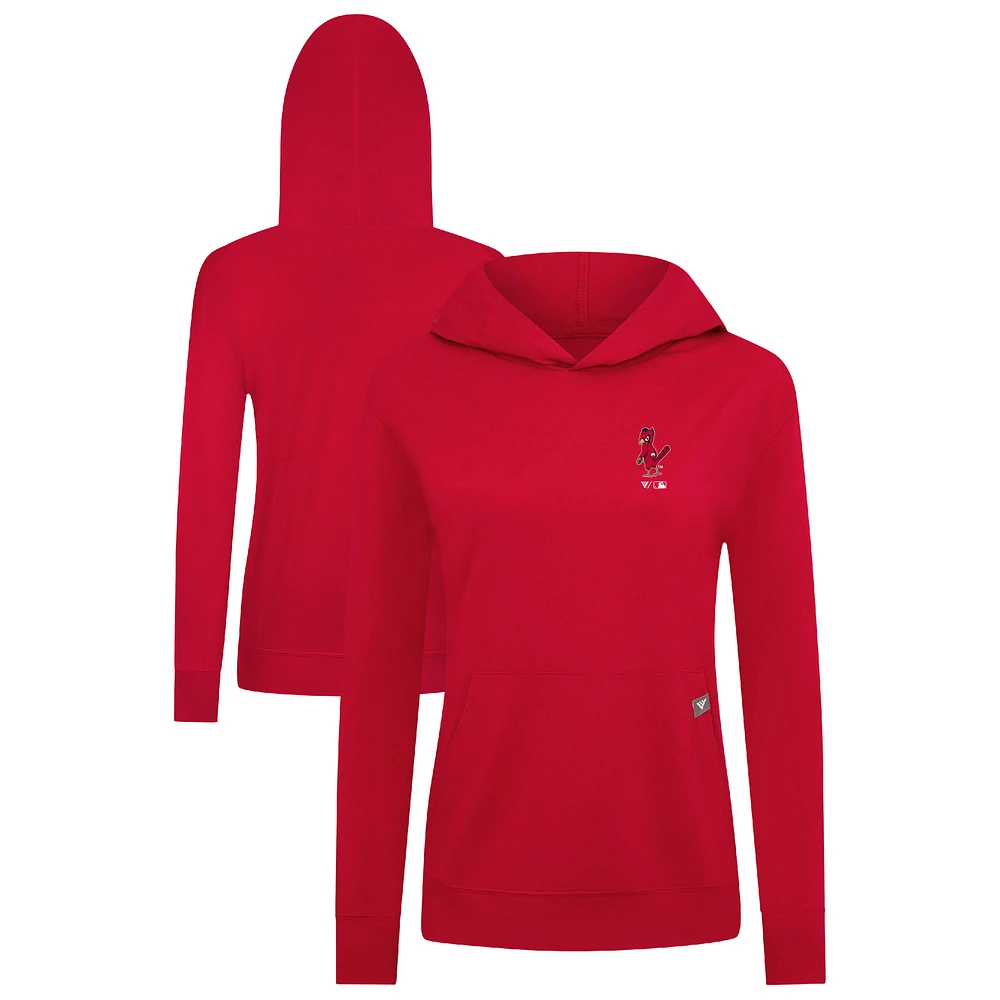 Women's Levelwear Red St. Louis Cardinals Cooperstown Collection Relay Core Logo Pullover Hoodie