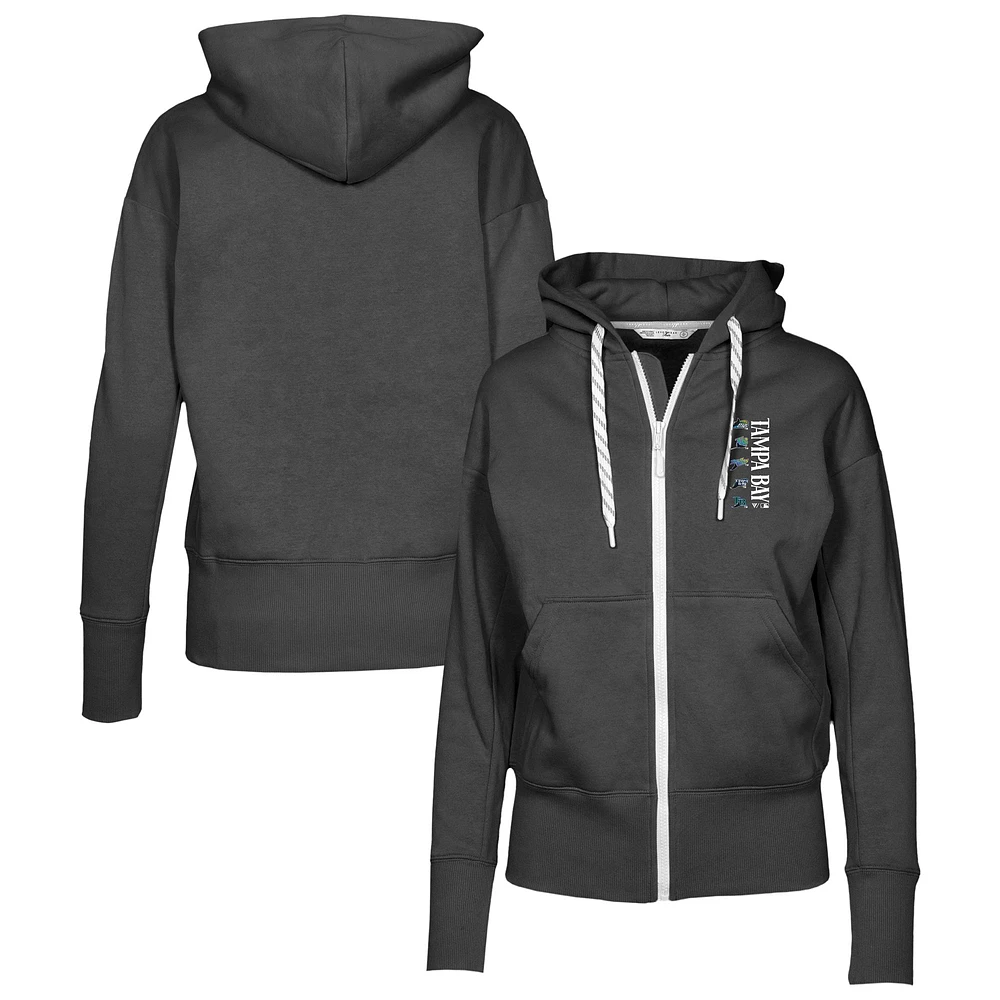 Women's Levelwear Black Tampa Bay Rays Cooperstown Collection Gardinia Full-Zip Hoodie
